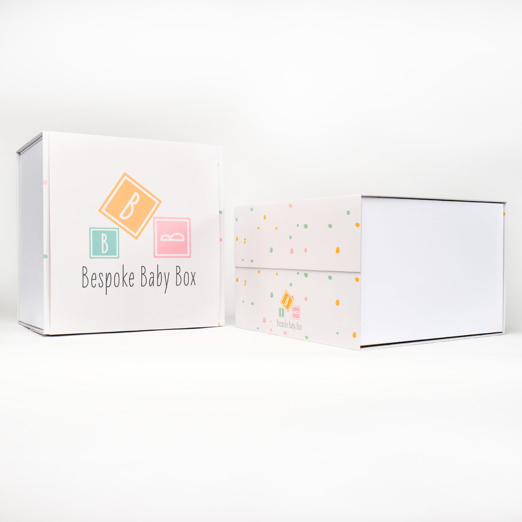 Baby keepsake memory box and sleeve in neutral dotty pattern design "From Bespoke baby box
