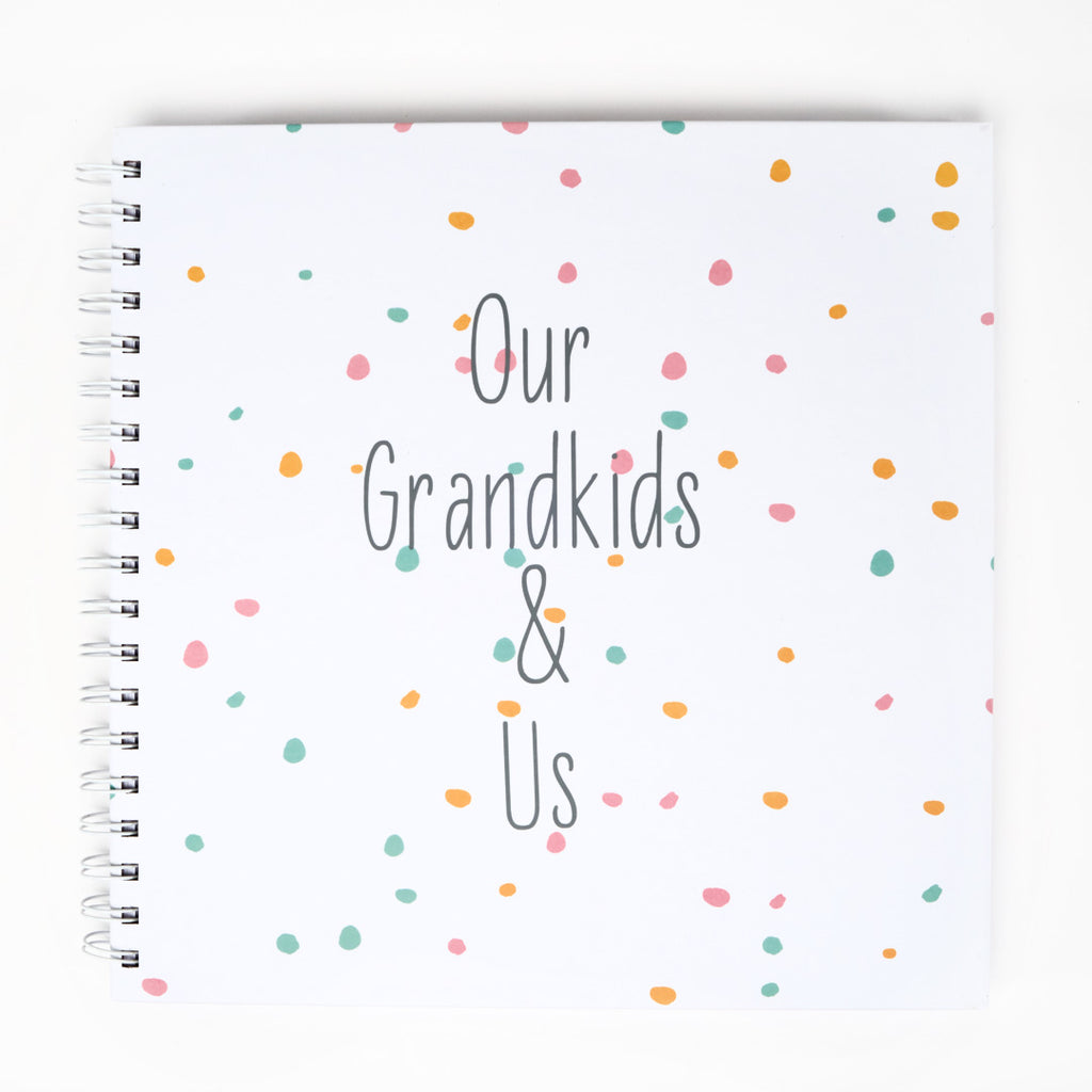 Ring-bound Memory Book that can be personalised, for example, Our Grandkids and us. In grey colour text