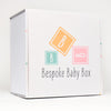 Baby keepsake memory box in neutral dotty pattern design with sleeve featuring the Bespoke baby box logo  