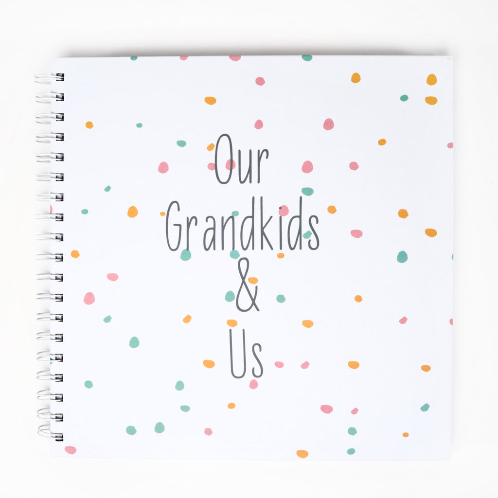 Ring-bound Memory Book that can be personalised, for example, Our Grandkids and us. In grey colour text 